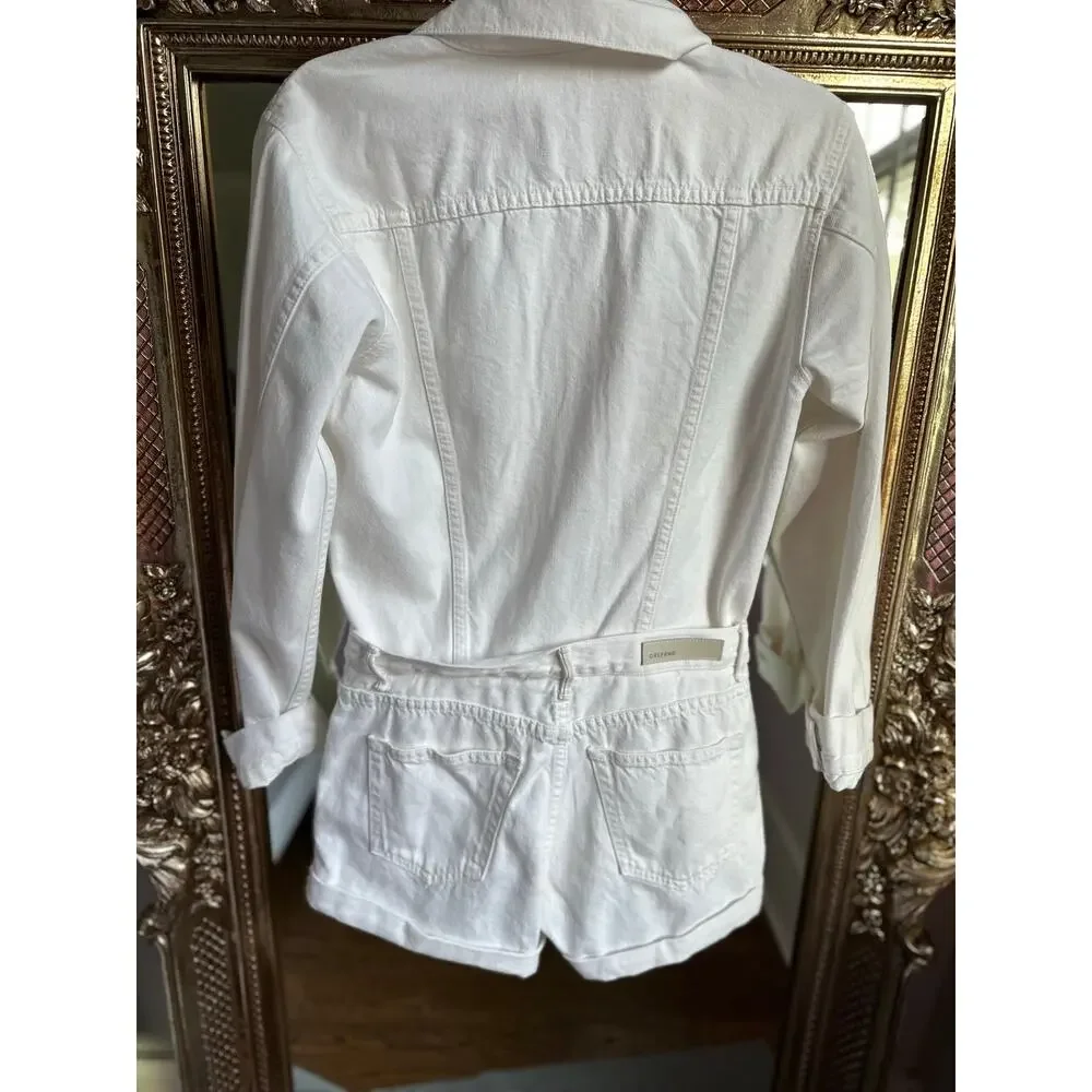 GRLFRND Renata Romper in Flashback White Denim XS